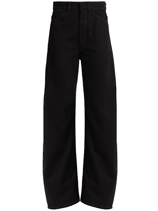 Lemaire: High waist curved cotton pants - Black - women_0 | Luisa Via Roma