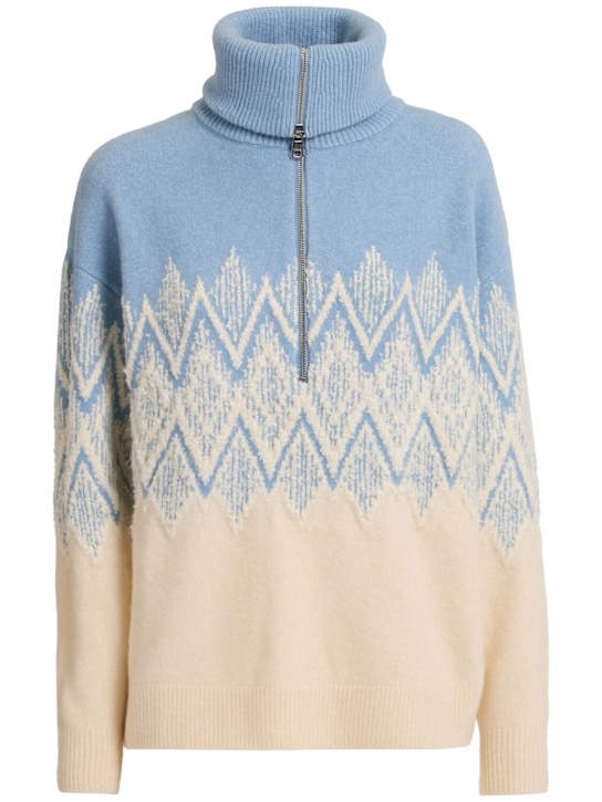 Varley: Hedda Fairisle half-zip sweater - Ashley Blue - women_0 | Luisa Via Roma