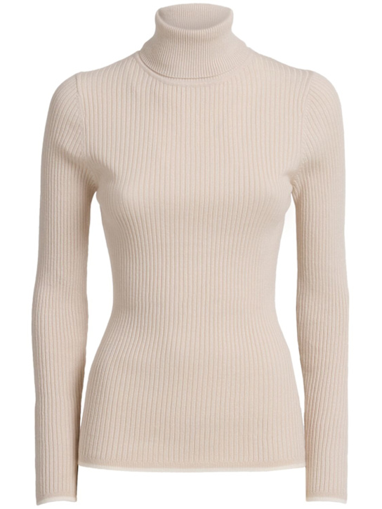 Varley: Ravena rib 2.0 knit high neck sweater - Silver Birch - women_0 | Luisa Via Roma