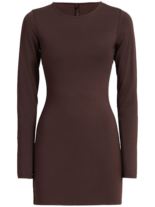 Skims: Long sleeved crewneck mini dress - Espresso - women_0 | Luisa Via Roma