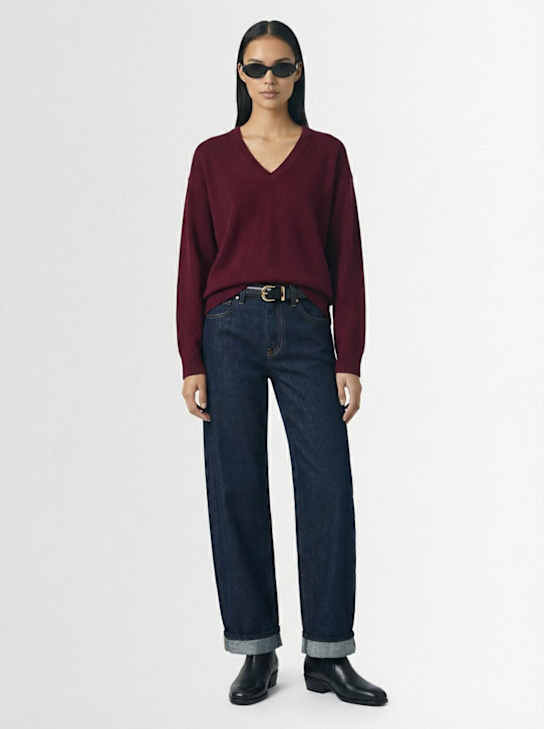 1929: Zefiro Eco-Cashmere V领毛衣 - 酒红色 - women_1 | Luisa Via Roma