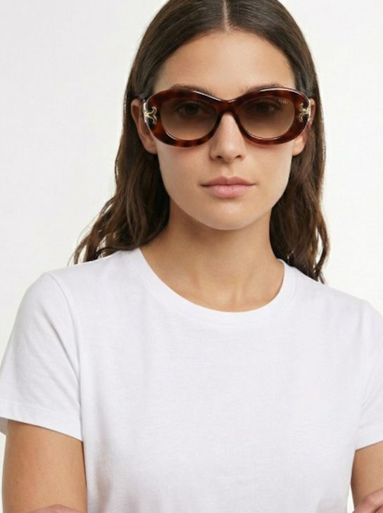Pucci: Round acetate sunglasses - Brown - women_1 | Luisa Via Roma