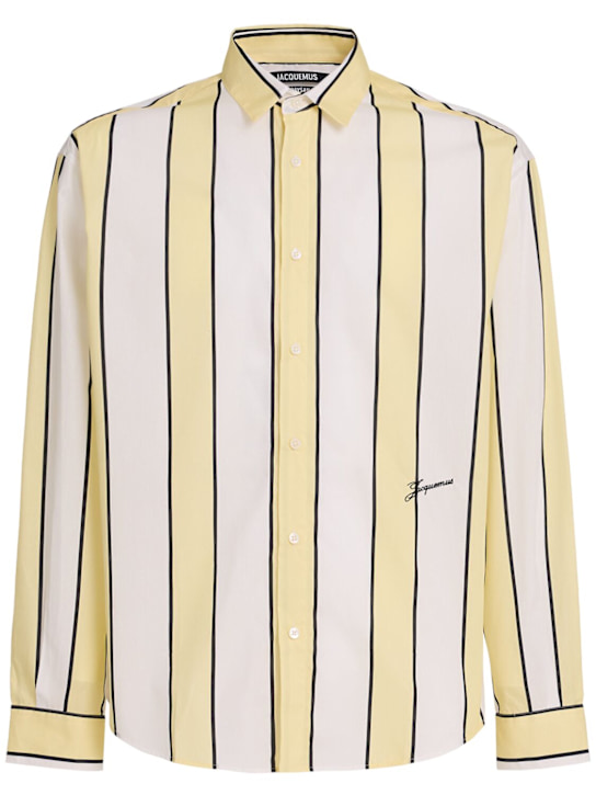 Jacquemus: La Chemise Simon cotton shirt - Yellow/White - men_0 | Luisa Via Roma