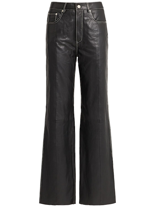 Gestuz: Margo leather straight leg pants - ブラック - women_0 | Luisa Via Roma