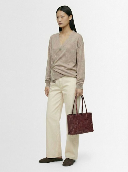 Rayas Collective: Sac à bandoulière tissé allongé - Maroon - women_1 | Luisa Via Roma