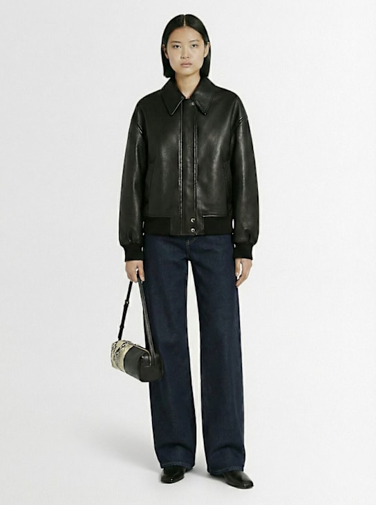 Khaite: Shelman leather jacket - ブラック - women_1 | Luisa Via Roma