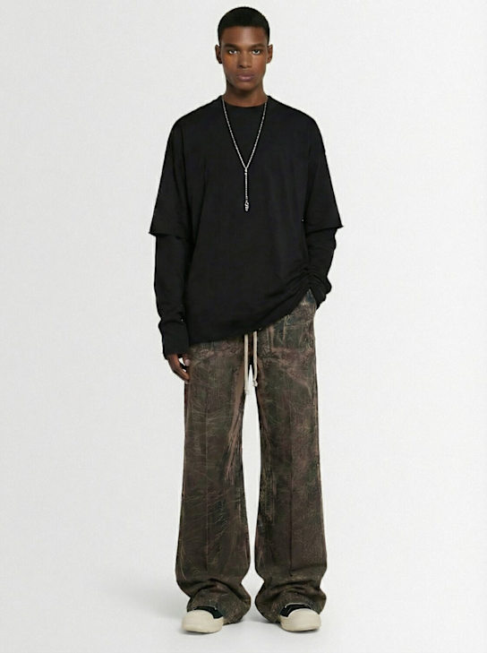 Rick Owens DRKSHDW: Geth belas black foil pants - Black Washed Fo - men_1 | Luisa Via Roma
