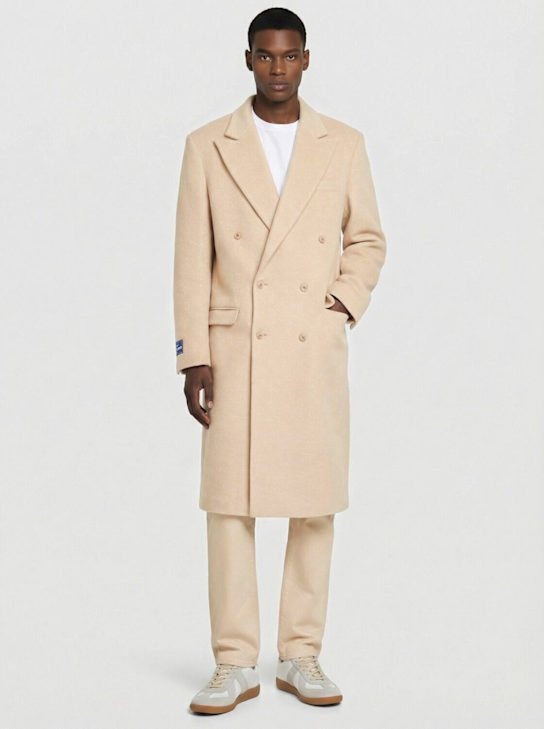 Family First: Double breasted wool blend coat - ベージュ - men_1 | Luisa Via Roma