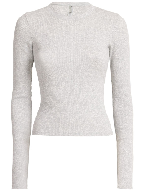 Skims: 弹力棉质长袖T恤 - Light Heather - women_0 | Luisa Via Roma