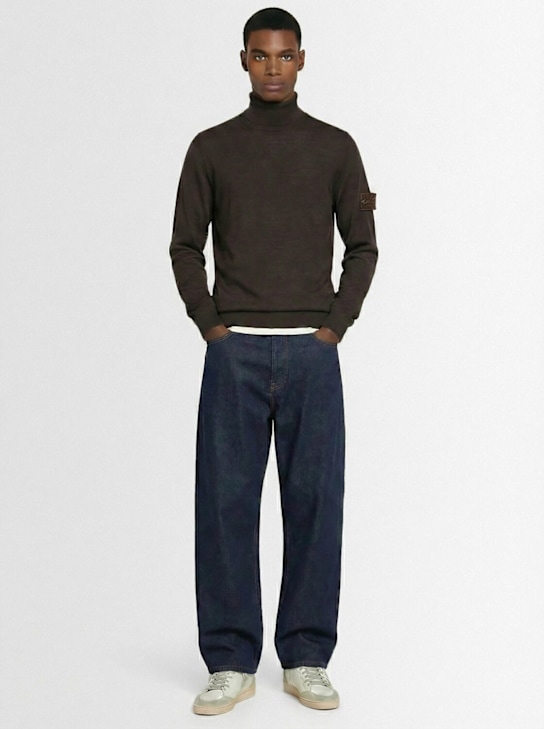 Stone Island: Light wool turtleneck sweater - ダークブラウン - men_1 | Luisa Via Roma