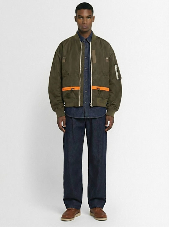 Sacai: 尼龙斜纹夹克 - D/Khaki - men_1 | Luisa Via Roma