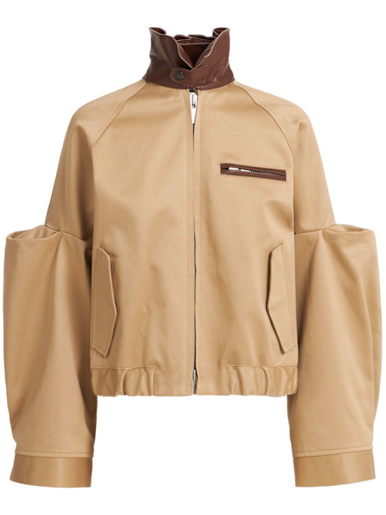 Sacai: Cotton chino jacket - Beige - women_0 | Luisa Via Roma