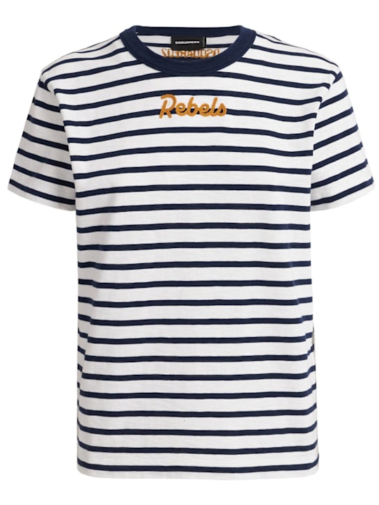 Dsquared2: Just Right fit striped cotton t-shirt - Blue/White - women_0 | Luisa Via Roma