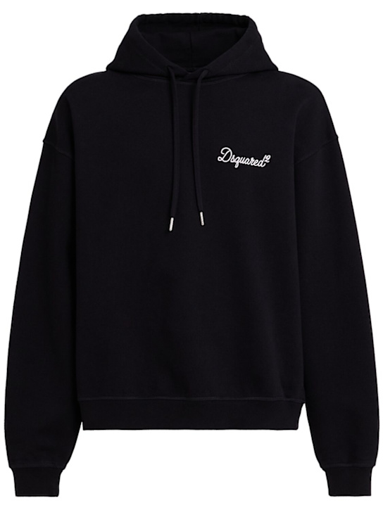 Dsquared2: D2 Signature relax fit连帽卫衣 - 黑色 - men_0 | Luisa Via Roma