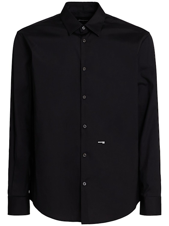 Dsquared2: Relax Dan混棉衬衫 - 黑色 - men_0 | Luisa Via Roma