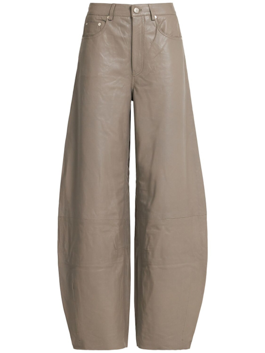 Gestuz: Leva barrel wide leg leather pants - Beige - women_0 | Luisa Via Roma
