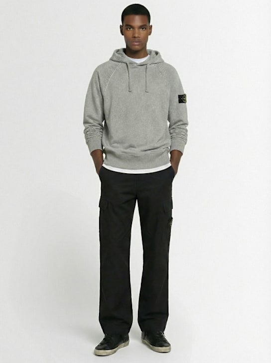 Stone Island: Sudadera de algodón cepillado - Gris Mezclado - men_1 | Luisa Via Roma