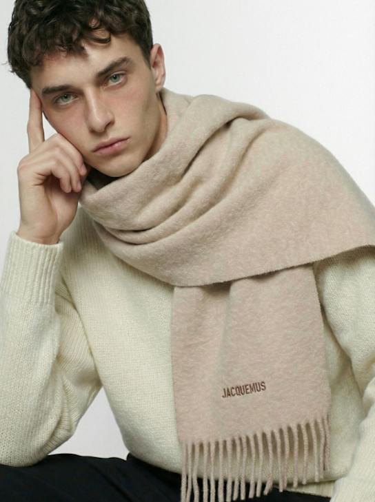 Jacquemus: L'Echarpe Moisson alpaca blend scarf - Multi/beige - men_1 | Luisa Via Roma