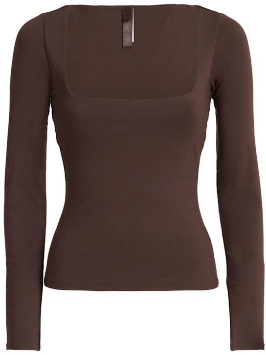 Skims: Square neck long sleeve top - Espresso - women_0 | Luisa Via Roma