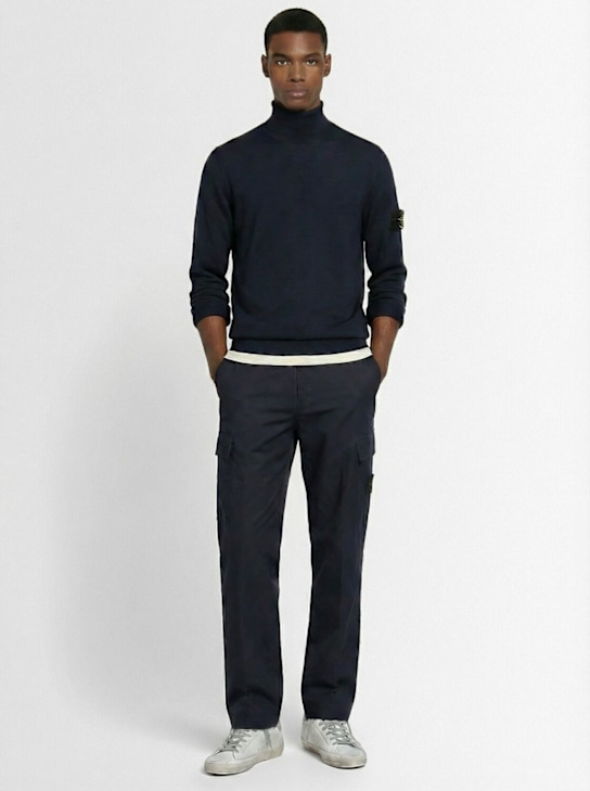 Stone Island: Weatherproof cotton canvas pants - Navy - men_1 | Luisa Via Roma