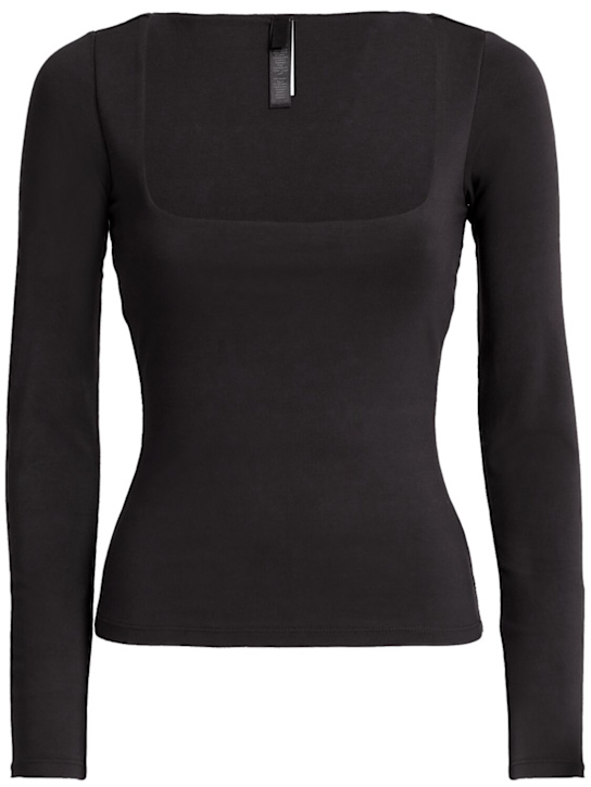 Skims: Square neck long sleeve top - Obsidian - women_0 | Luisa Via Roma