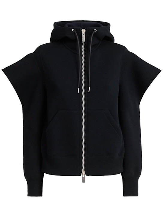 Sacai: Sponge cotton blend hoodie - Negro - women_0 | Luisa Via Roma
