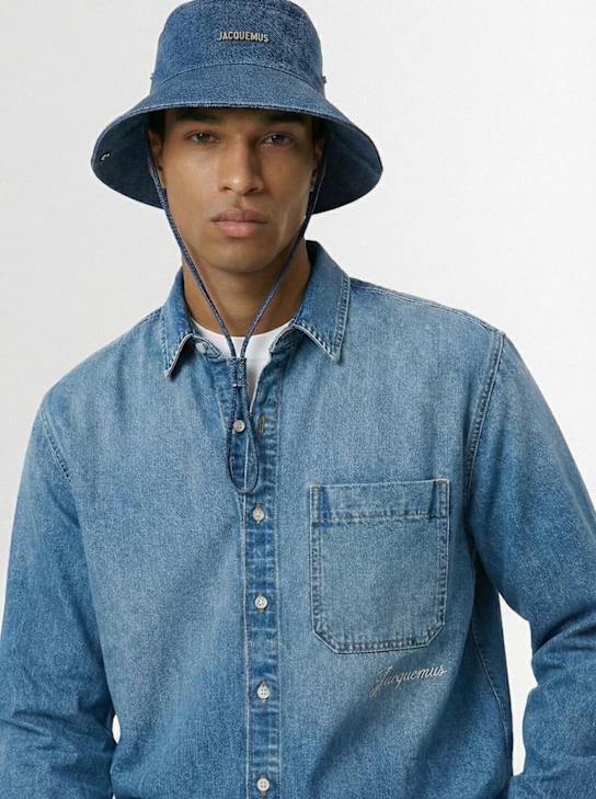 Jacquemus: Gorro pescador de algodón - Azul - men_1 | Luisa Via Roma