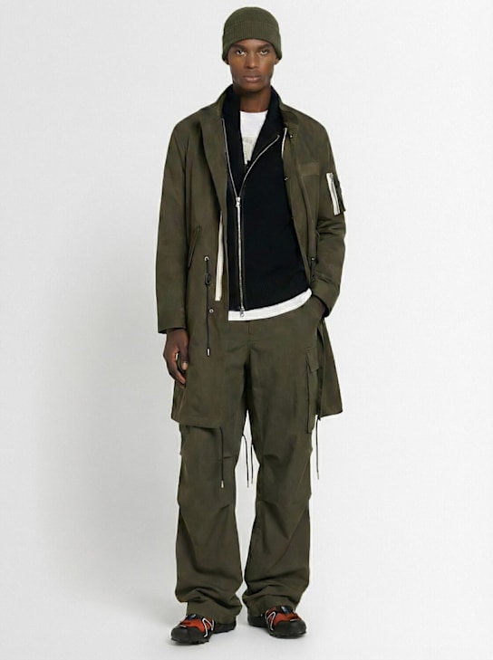 Sacai: 抗撕裂尼龙大衣 - 卡其色 - men_1 | Luisa Via Roma