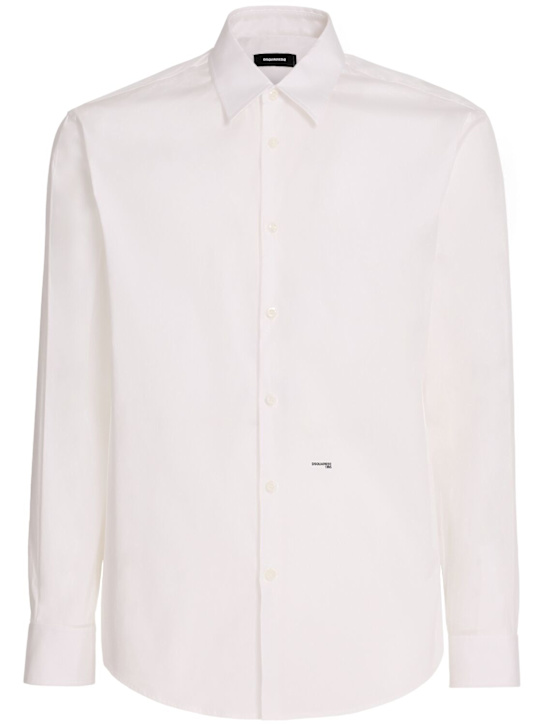 Dsquared2: Relax Dan混棉衬衫 - 白色 - men_0 | Luisa Via Roma