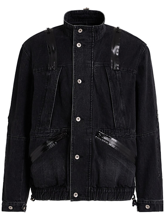 Sacai: Denim jacket - Black - men_0 | Luisa Via Roma