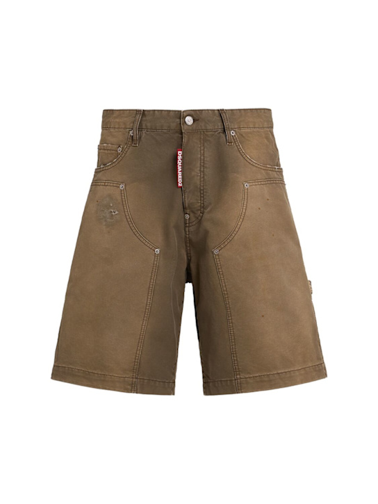 Dsquared2: Shorts carpenter de algodón - Verde - men_0 | Luisa Via Roma