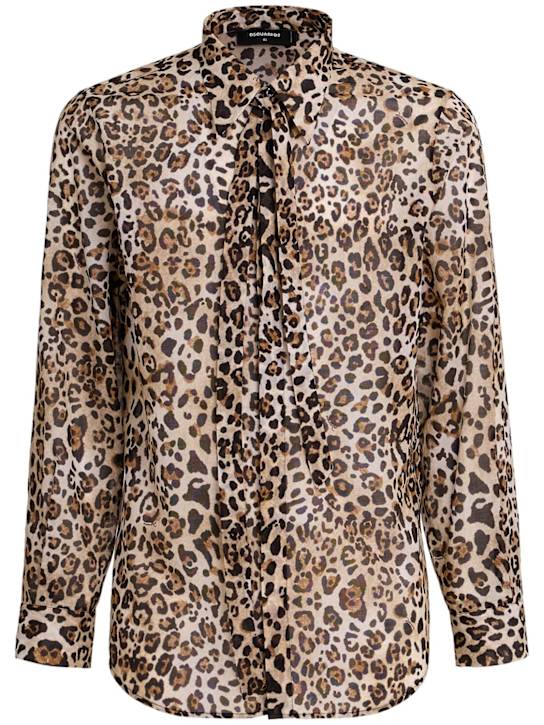 Dsquared2: Wild2 Sexy Tie printed cotton shirt - Beige /Brown/Bl - men_0 | Luisa Via Roma