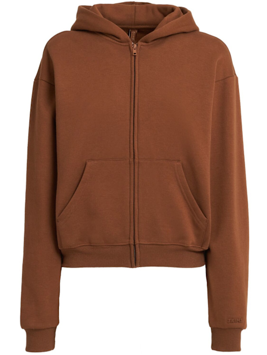 Skims: Cotton blend classic zip-up hoodie - Bison - women_0 | Luisa Via Roma