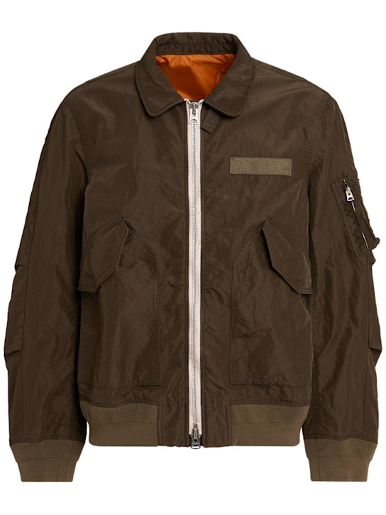 Sacai: Treated nylon twill jacket - D/Khaki - men_0 | Luisa Via Roma