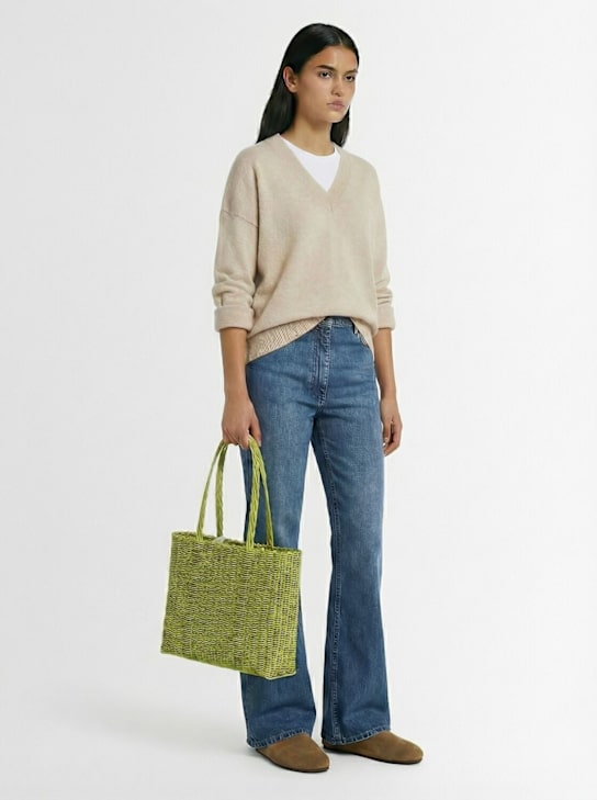 Rayas Collective: Large woven basket bag - Pistachio - women_1 | Luisa Via Roma