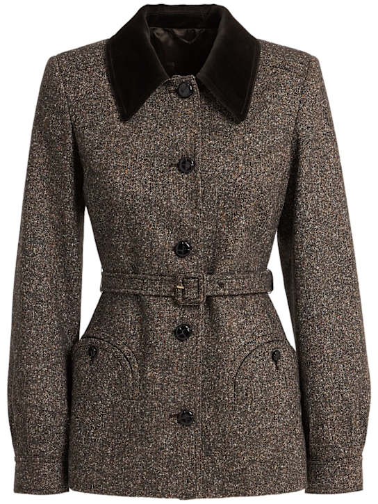 Blazé Milano: 系腰带羊毛混纺夹克 - 棕色/多色 - women_0 | Luisa Via Roma