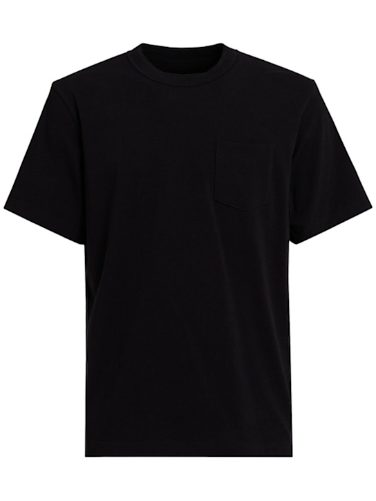 Sacai: Side zip cotton t-shirt - Black - men_0 | Luisa Via Roma