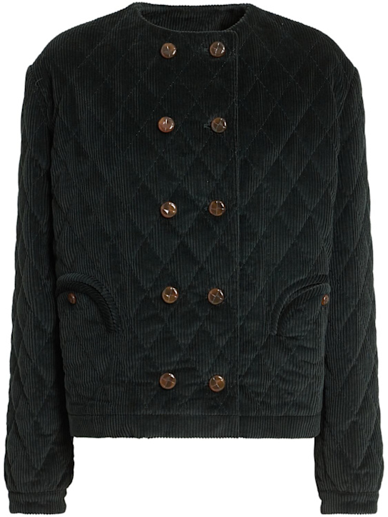 Blazé Milano: Chaqueta bolero de terciopelo - Verde Oscuro - women_0 | Luisa Via Roma