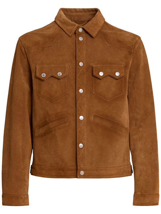 Dsquared2: Boxy麂皮衬衫 - 白兰地色 - men_0 | Luisa Via Roma