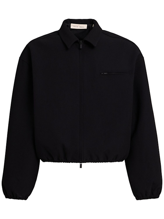Fear of God ESSENTIALS: Bonded canvas zip-up jacket - Jet Black - men_0 | Luisa Via Roma
