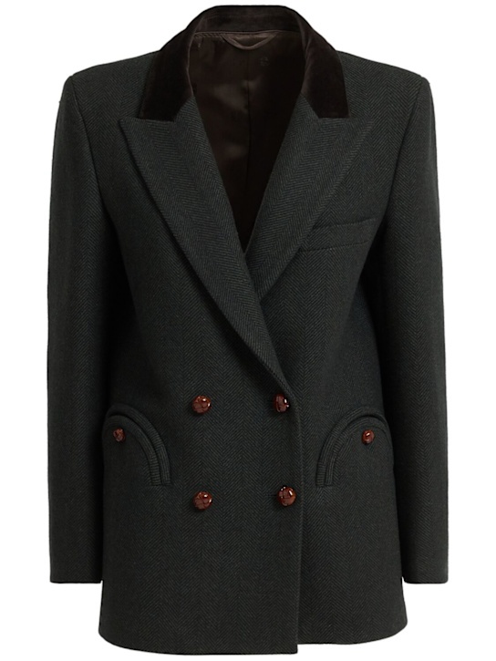 Blazé Milano: Everynight双排扣羊毛西服夹克 - 深绿色 - women_0 | Luisa Via Roma