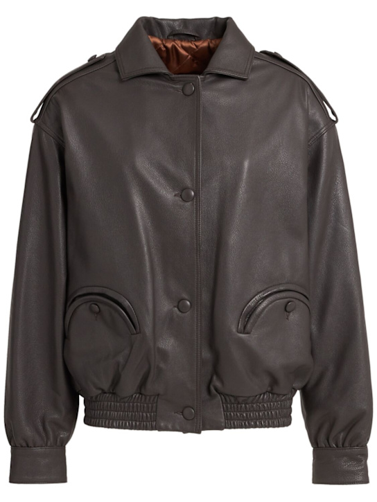 Blazé Milano: Chaqueta bomber de piel - Café - women_0 | Luisa Via Roma