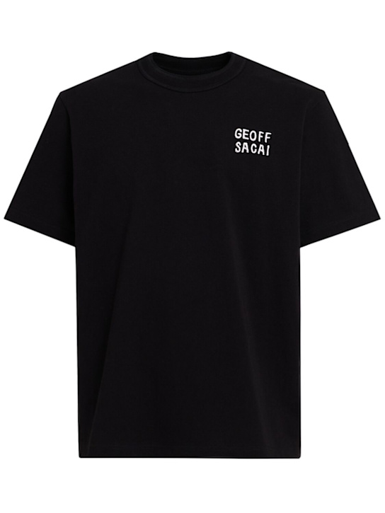 Sacai: Geoff Sacai embroidery t-shirt - Black - men_0 | Luisa Via Roma