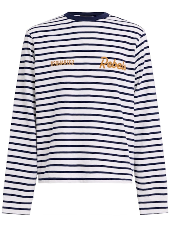 Dsquared2: Loose fit t-shirt - White-blue Navy - men_0 | Luisa Via Roma