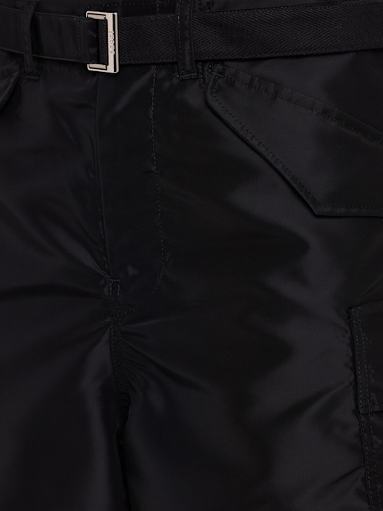 Sacai: Nylon twill cargo shorts - Black - men_1 | Luisa Via Roma