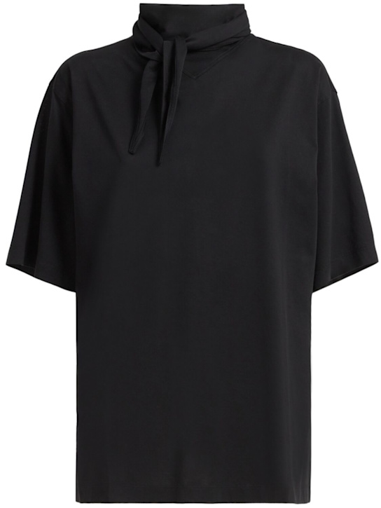 Lemaire: T-shirt w/ scarf - Schwarz - women_0 | Luisa Via Roma