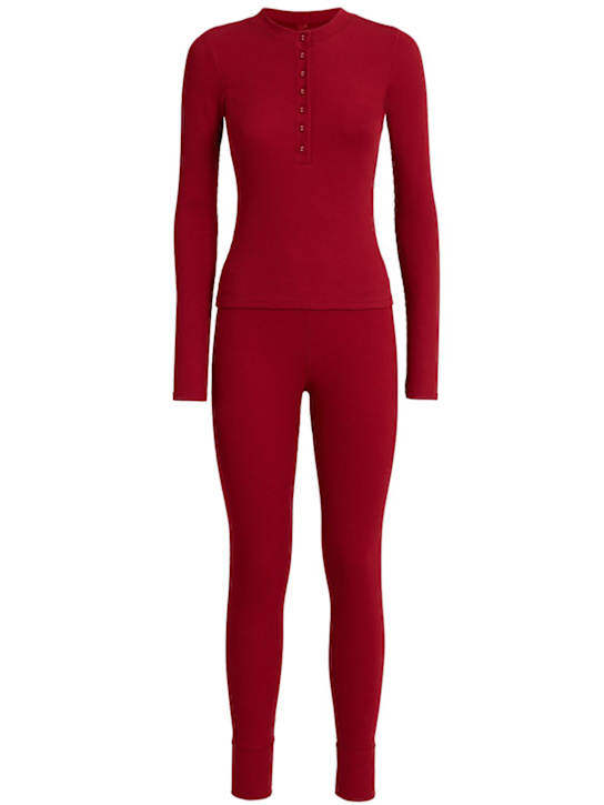 Skims: 弹力棉质睡衣套装 - 砖红色 - women_0 | Luisa Via Roma