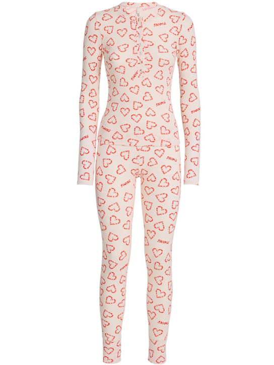 Skims: Printed stretch cotton pajamas - Marble Candy - women_0 | Luisa Via Roma