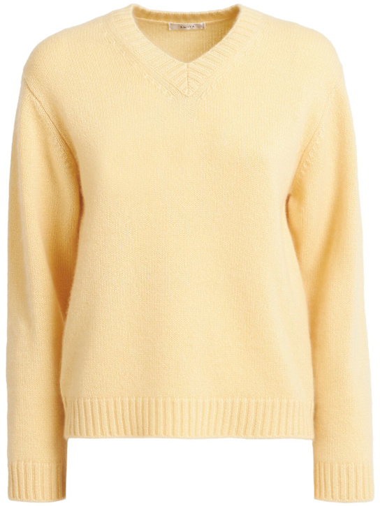 Amiya: Nevia cashmere v-neck sweater - Gelb - women_0 | Luisa Via Roma