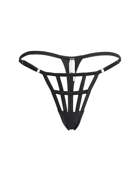 Fleur Du Mal: Caged真丝丁字裤 - 黑色 - women_0 | Luisa Via Roma